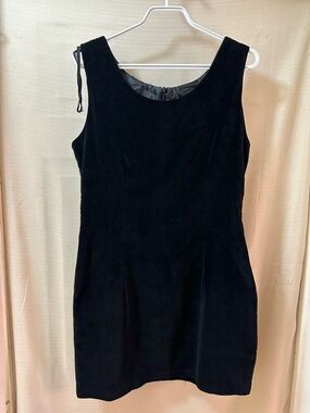 Vintage Tracy Evans Black Velvet Mini Dress 90s Sleeveless Fitted Bodycon Retro